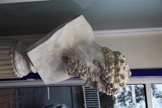 After The Antique. A large plaster bust of Hercules, Overall H.6ft 2in.